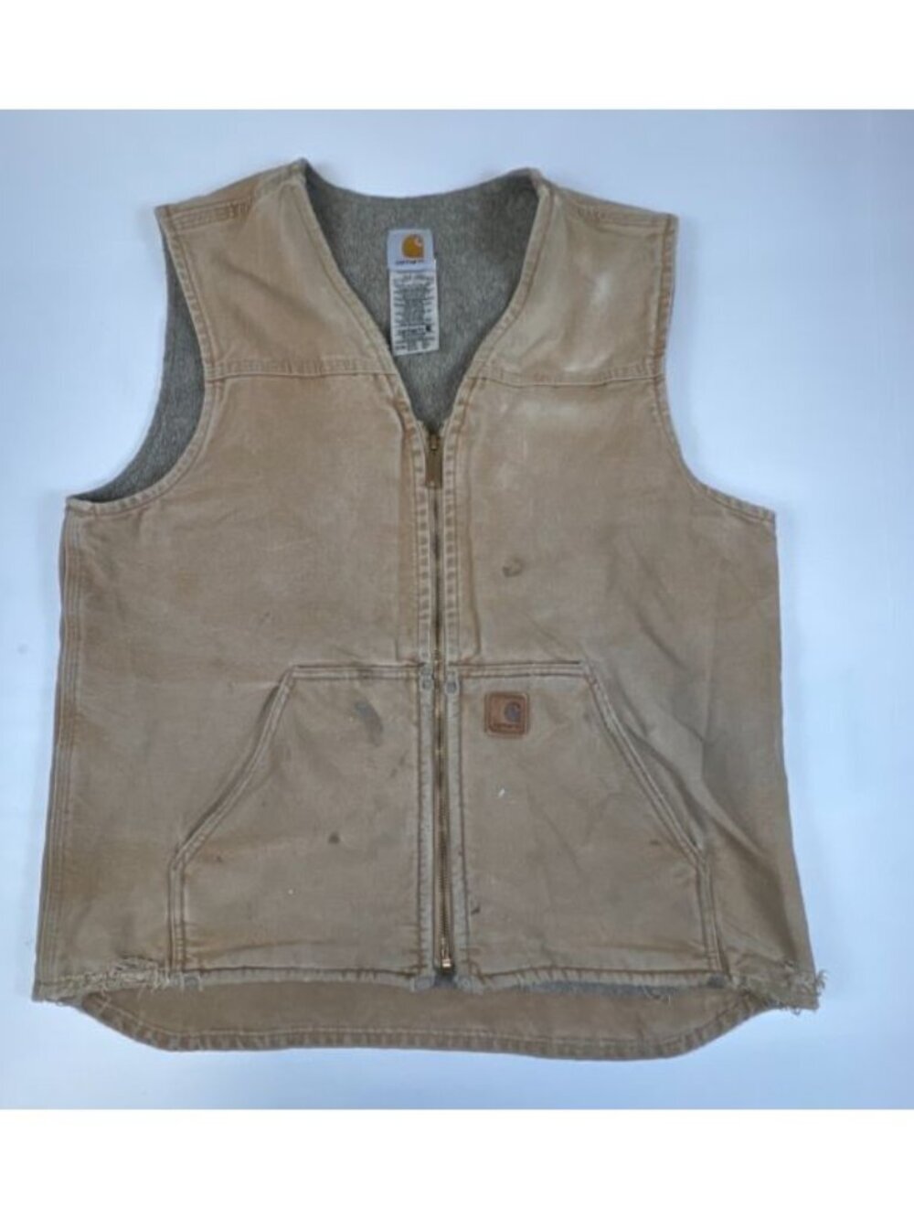 Carhartt V26 CML Sandstone Duck Vest Mens Large Tall Camel Sherpa Lined